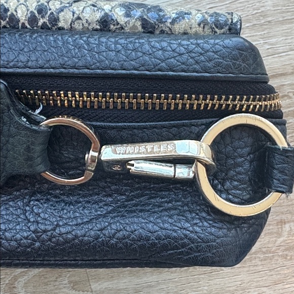 Whistles Bibi Leather/Snake Print Adjustable Strap Gold Hardware Crossbody Bag - Picture 8 of 9